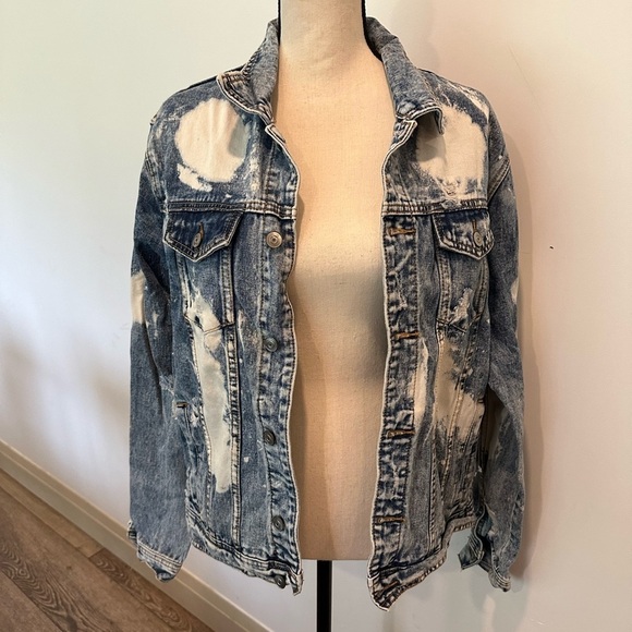 Urban Heritage Festival Acid Wash Distressed Jean Trucker 90s Style Jacket  M - Picture 1 of 12